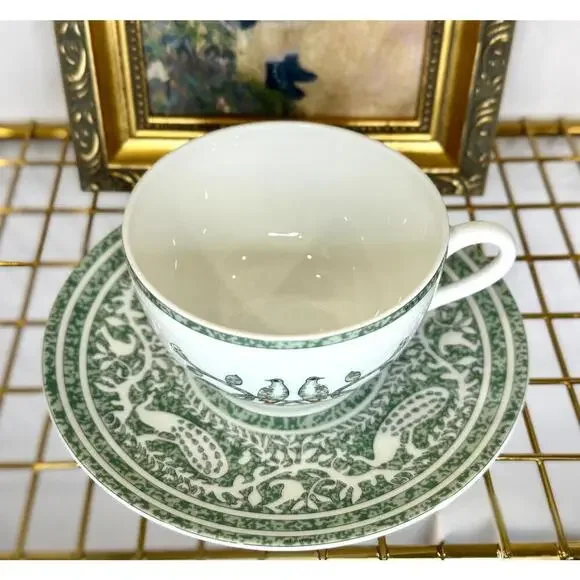 Hermès Paris “Early America” Porcelain Cup & Saucer Vintage 2005 France - Picture 2 of 9